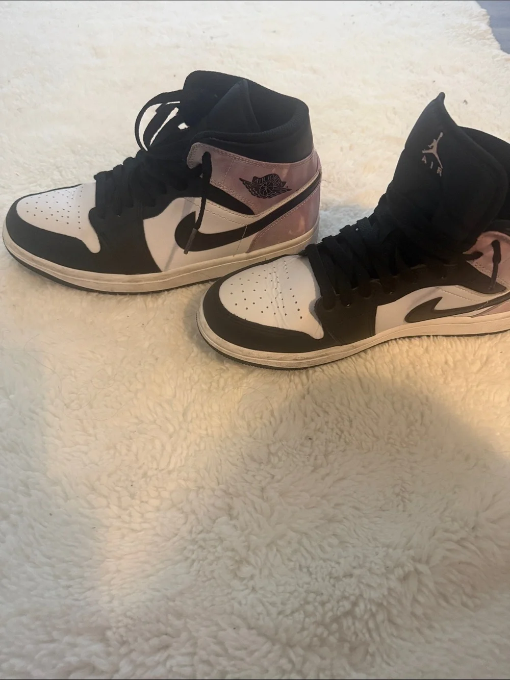 Jordan High-Top Sneakers in Black, White and Pink Accent